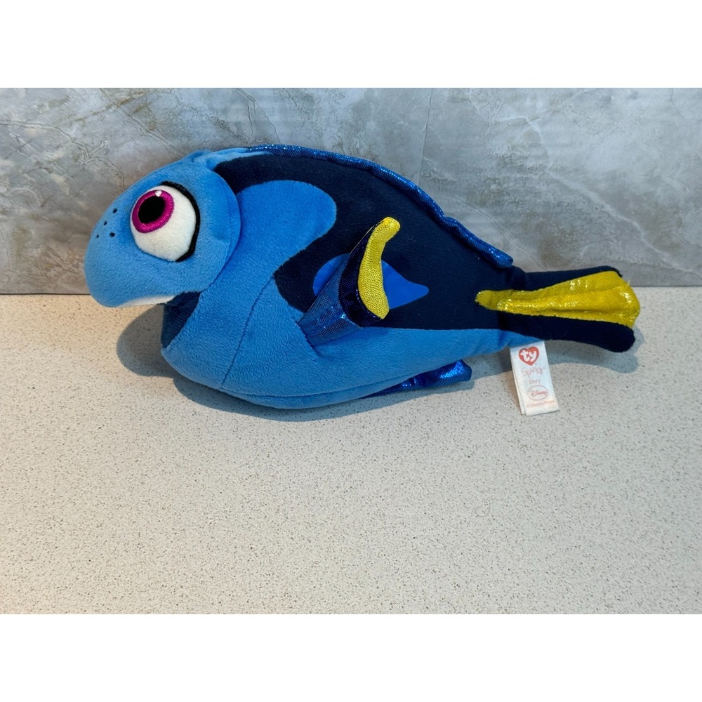 Ty Sparkle Dory Plush 8" Disney Pixar Finding Dory Blue Tang Fish Stuffed Toy